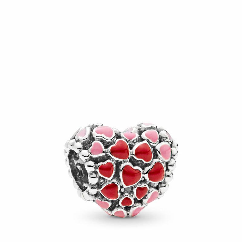 Pandora Red & Pink Hearts Charm Clearance NZ, Sterling Silver (042538-OCV)